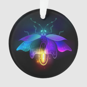 Neon Firefly auf schwarz Ornament