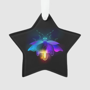 Neon Firefly auf schwarz Ornament