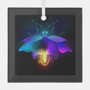Neon Firefly auf schwarz Ornament Aus Glas