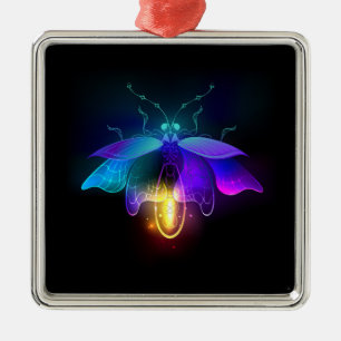 Neon Firefly auf schwarz Ornament Aus Metall