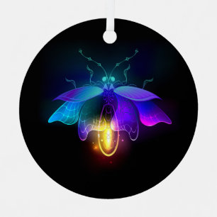 Neon Firefly auf schwarz Ornament Aus Metall