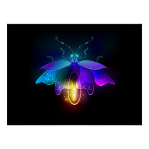 Neon Firefly auf schwarz Poster