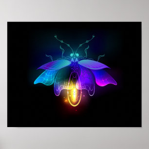 Neon Firefly auf schwarz Poster