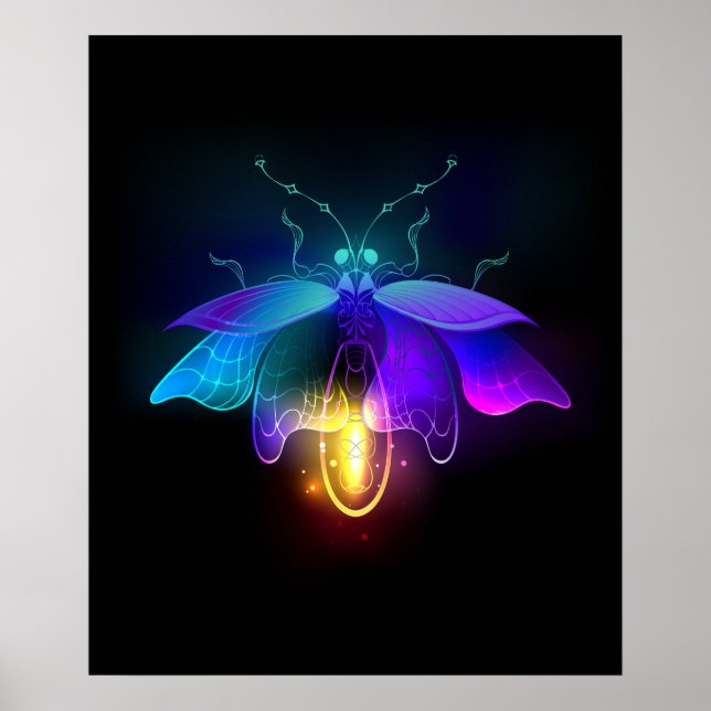 Neon Firefly auf schwarz Poster (Vorne)