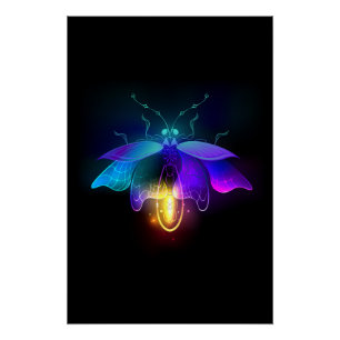 Neon Firefly auf schwarz Poster