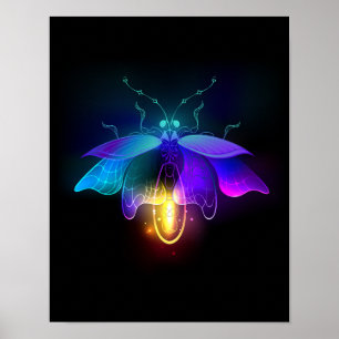 Neon Firefly auf schwarz Poster