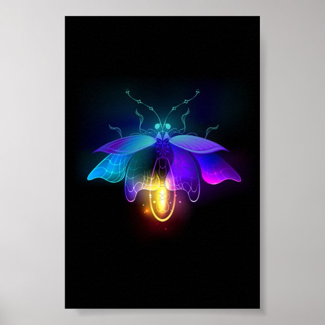 Neon Firefly auf schwarz Poster (Vorne)