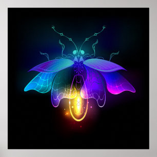 Neon Firefly auf schwarz Poster