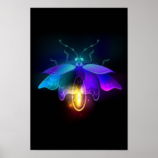 Neon Firefly auf schwarz Poster (Vorne)