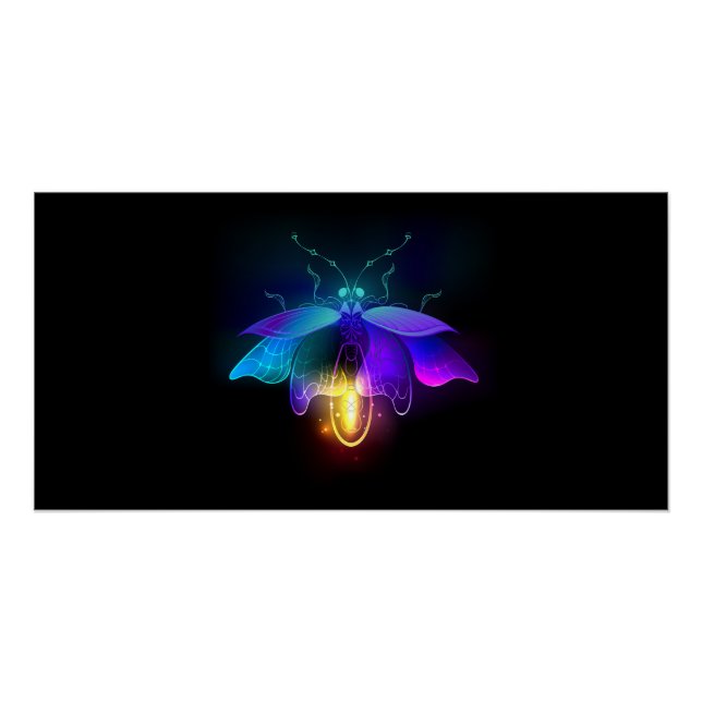 Neon Firefly auf schwarz Poster (Vorderseite)