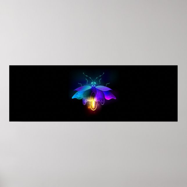 Neon Firefly auf schwarz Poster (Vorne)