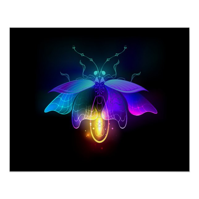 Neon Firefly auf schwarz Poster (Vorderseite)