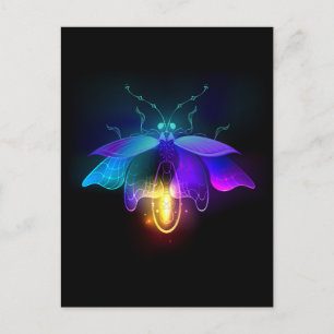 Neon Firefly auf schwarz Postkarte