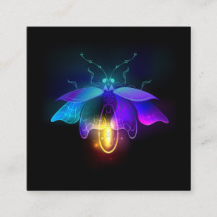 Neon Firefly auf schwarz Quadratische Visitenkarte