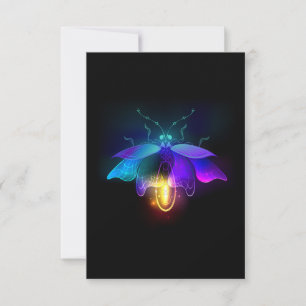 Neon Firefly auf schwarz RSVP Karte