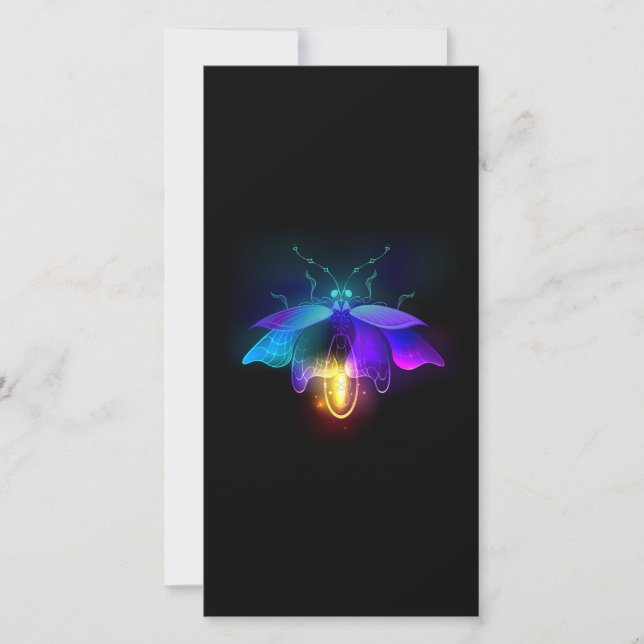 Neon Firefly auf schwarz Save The Date (Vorderseite)