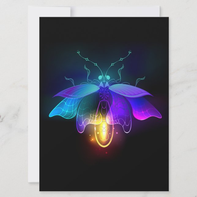 Neon Firefly auf schwarz Save The Date (Vorderseite)