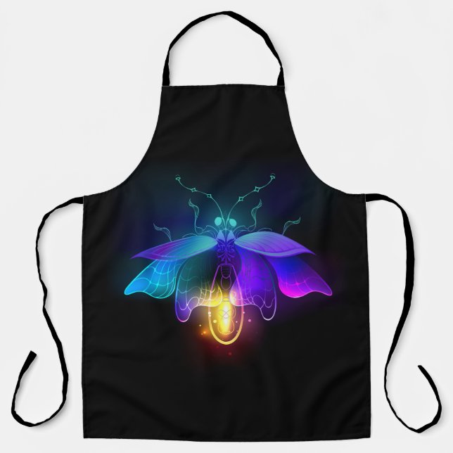 Neon Firefly auf schwarz Schürze (Vorderseite)