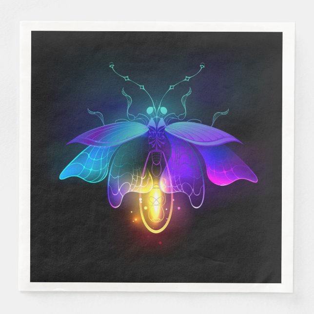 Neon Firefly auf schwarz Serviette (Vorderseite)