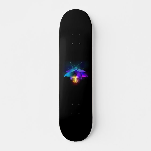 Neon Firefly auf schwarz Skateboard (Vorne)