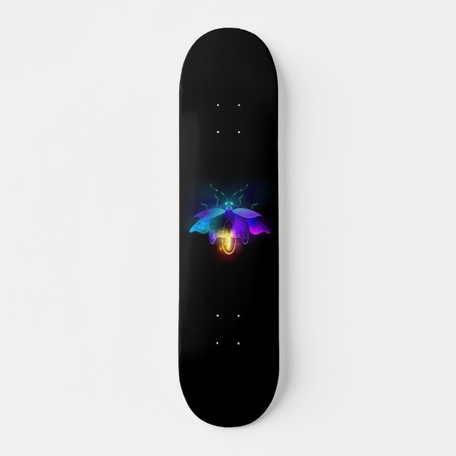 Neon Firefly auf schwarz Skateboard (Vorne)