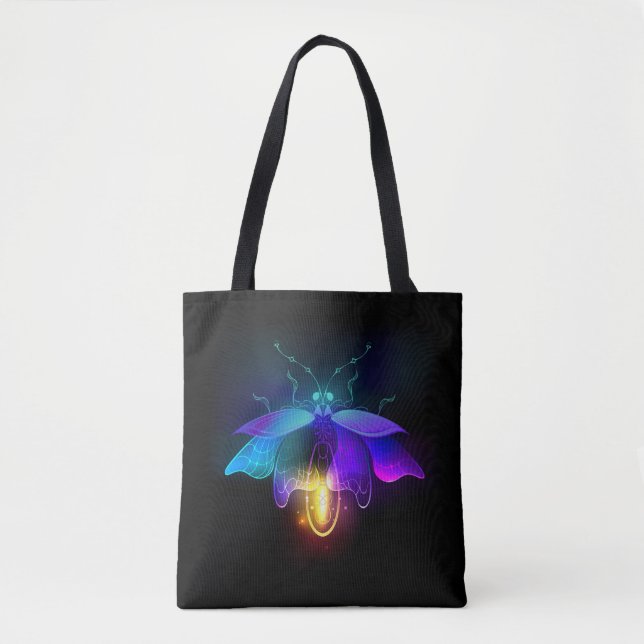 Neon Firefly auf schwarz Tasche (Vorderseite)