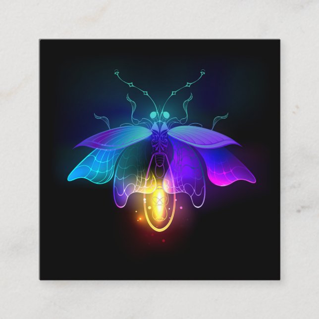 Neon Firefly auf schwarz Terminkarte (Vorderseite)