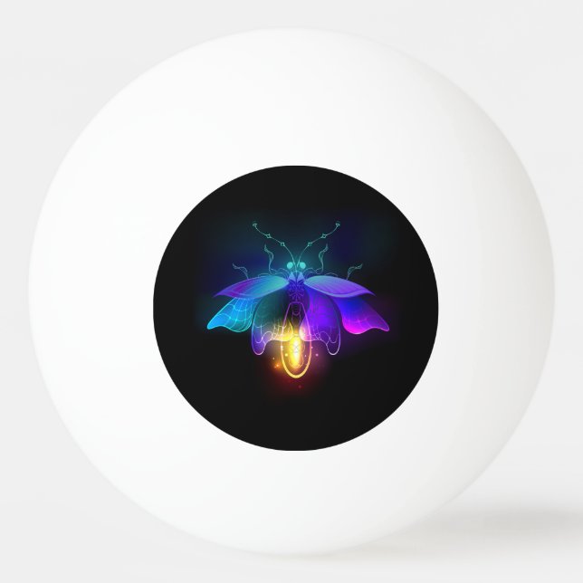 Neon Firefly auf schwarz Tischtennisball (Vorderseite)