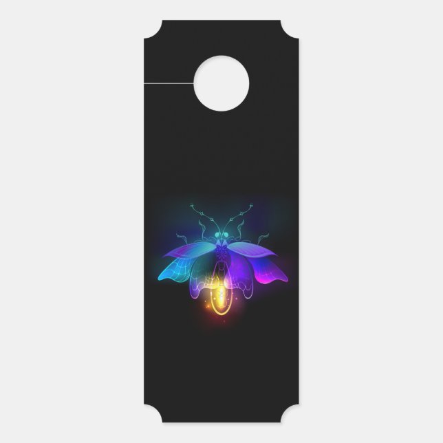 Neon Firefly auf schwarz Türanhänger (Vorderseite)