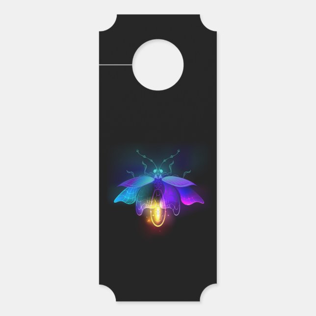 Neon Firefly auf schwarz Türanhänger (Vorderseite)