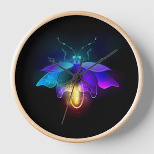 Neon Firefly auf schwarz Uhr