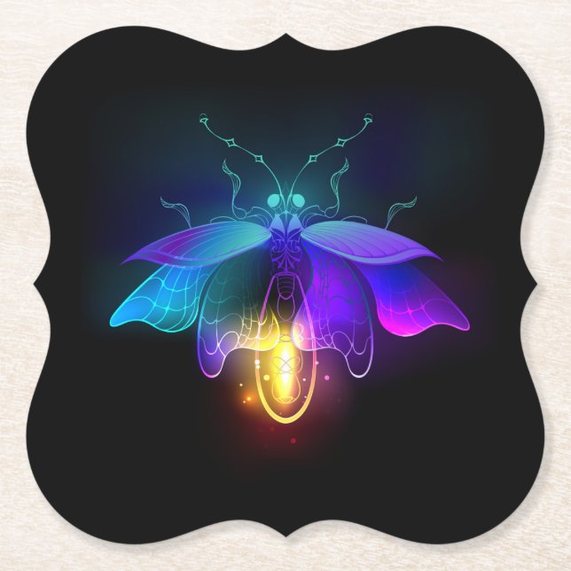 Neon Firefly auf schwarz Untersetzer (Vorderseite)
