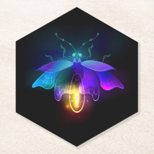 Neon Firefly auf schwarz Untersetzer
