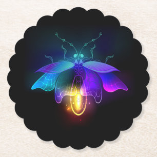 Neon Firefly auf schwarz Untersetzer