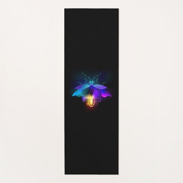 Neon Firefly auf schwarz Yogamatte (Vorderseite)