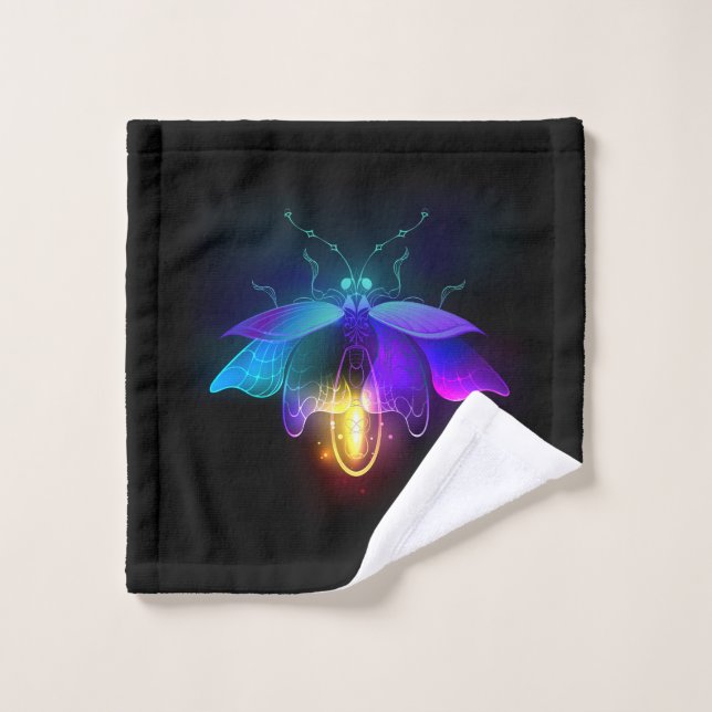 Neon Firefly sur noir (Gant de toilette)