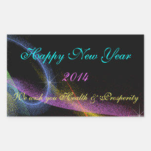 Neon Fireworks Wein, Water Bottle Labels Rechteckiger Aufkleber