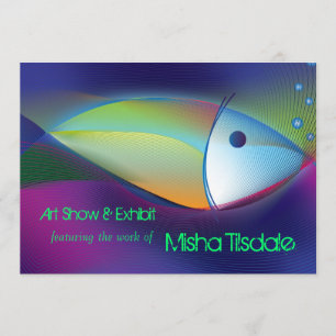 Neon-Fisch-Kunstgalerie-Kunstausstellungseinladung Einladung