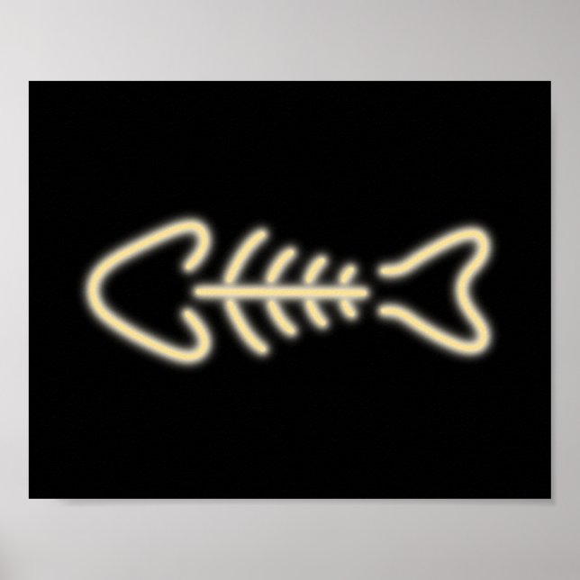Neon Fish Bones Poster (Vorne)