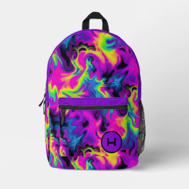 Neon Flame Gefärbte Krawatte Lila Monogramm Bedruckter Rucksack