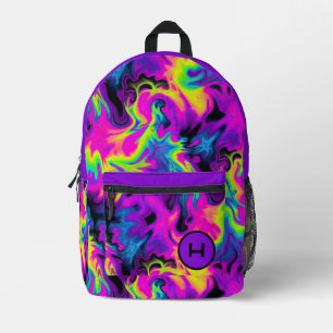 Neon Flame Gefärbte Krawatte Lila Monogramm Bedruckter Rucksack