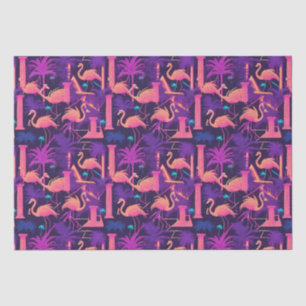 Neon Flamingo Palm Trees Vaporwave Ästhetisch Seidenpapier