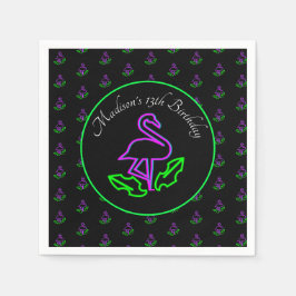 Neon Flamingo Teen Birthday Glow Party Tropical Serviette