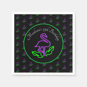 Neon Flamingo Teen Birthday Glow Party Tropical Serviette