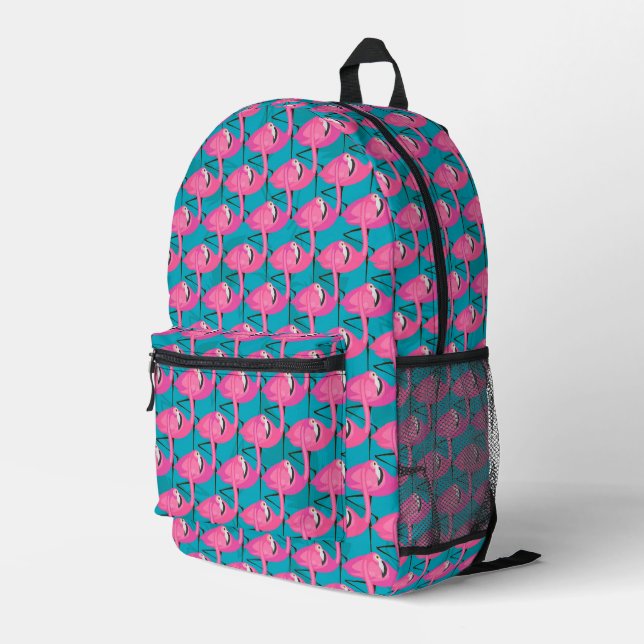 Neon Flamingos Bedruckter Rucksack (Rückseitige Ecke Rechts)