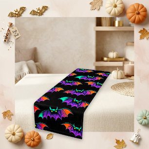 Neon-Fledermaus Schwarz Halloween Kurzer Tischläufer