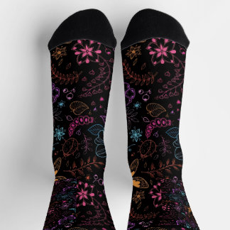Neon Floral Butterfly Crew Socks Socken