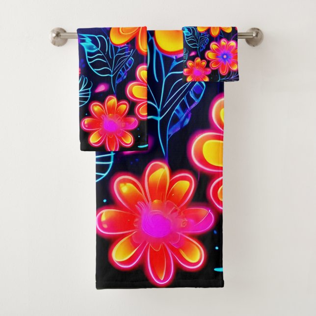Neon Floral Fantasy Badhandtuch Set (Insitu)