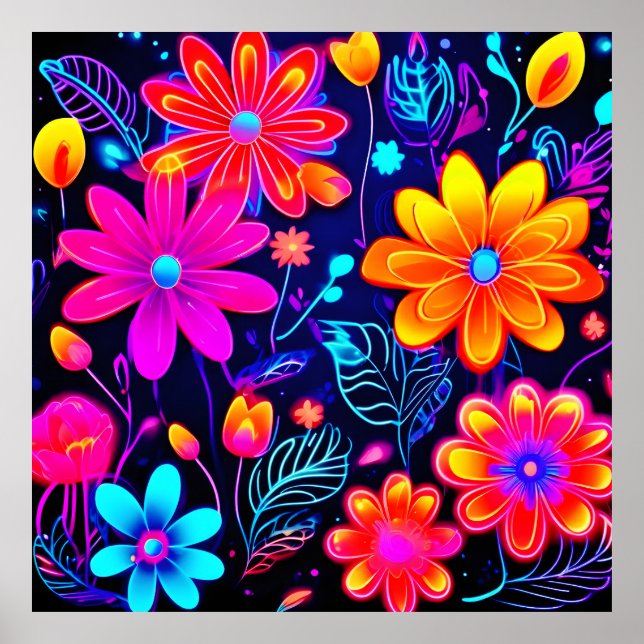 Neon Floral Fantasy Poster (Vorne)