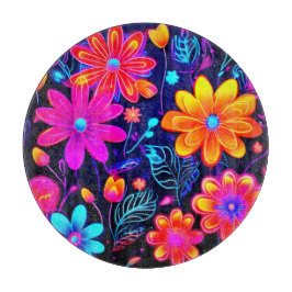 Neon Floral Fantasy Schneidebrett